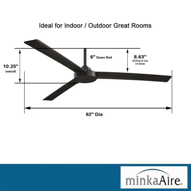 Alt view image 5 of 6 - Minka Aire F624-CL Roto XL 62-Inch Outdoor Ceiling Fan, Coal