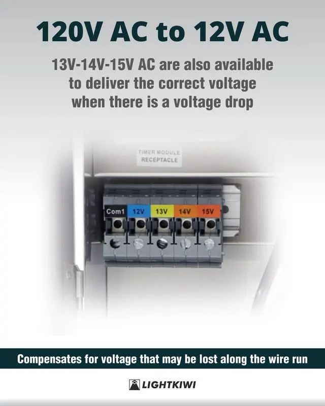 Alt view image 3 of 6 - C6449 150W Outdoor Low Voltage Landscape Lighting Transformer 120V AC to (12V-13V-14V-15V AC) Multi-Tap - Weatherproof for Pathway Lights, Spotlight and Pool/Spa Lightings - ETL Listed
