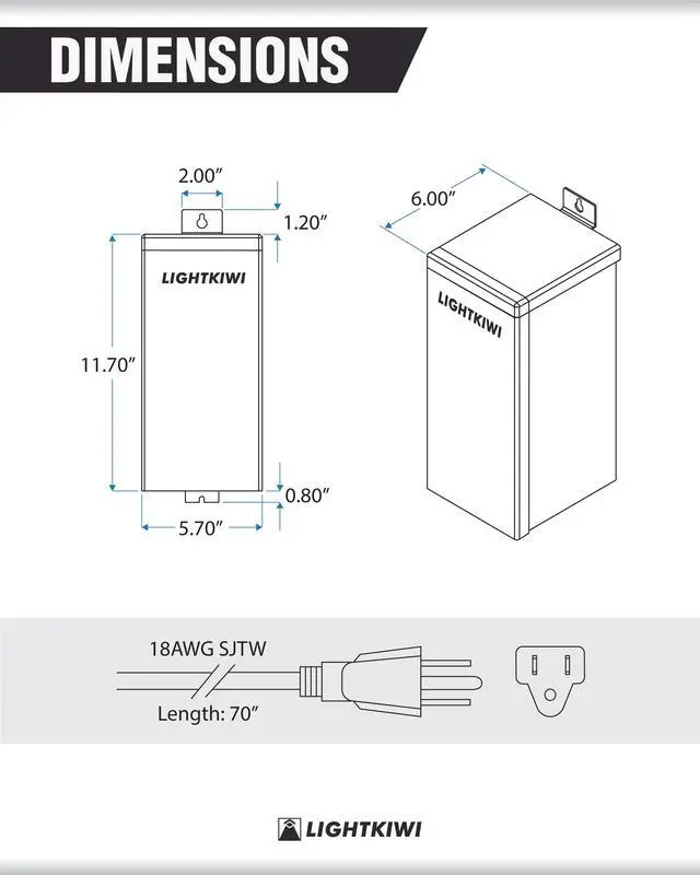Alt view image 6 of 6 - C6449 150W Outdoor Low Voltage Landscape Lighting Transformer 120V AC to (12V-13V-14V-15V AC) Multi-Tap - Weatherproof for Pathway Lights, Spotlight and Pool/Spa Lightings - ETL Listed