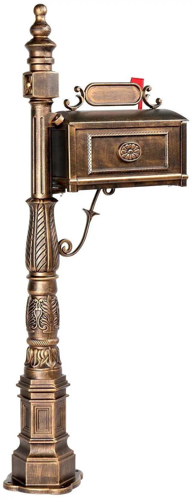Main image of Cast Aluminum Mailbox, Barcelona Decorative Post Mailbox, Rust-Proof Large Security Heavy Duty Mailbox (Bronze)