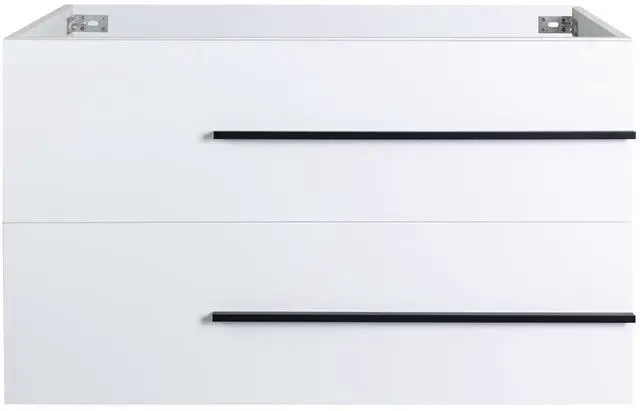 Main image of 36" Floating Bathroom Vanity, Modern Wall Mounted Bathroom Vanity Storage Cabinet with Double Drawers & Black Handles,Bathroom Sink Cabinet for Small Space Luxury (White Without Sink, 36")