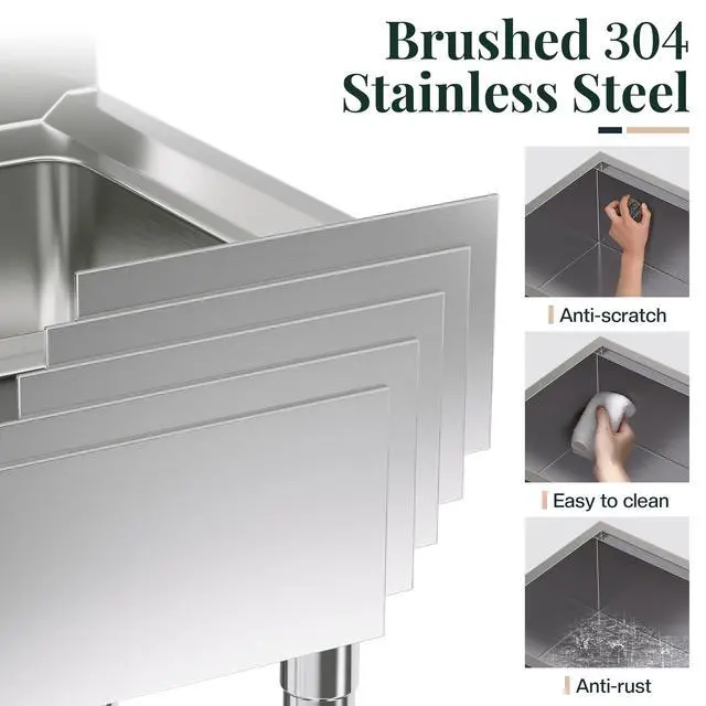Alt view image 3 of 6 - 45x22 Inch Undermount Kitchen Sink Workstation, 16 Gauge 304 Stainless Steel Single Bowl Kitchen Sink with Cutting Board, Drying and Roll-Up Accessorie and Drain Assembly