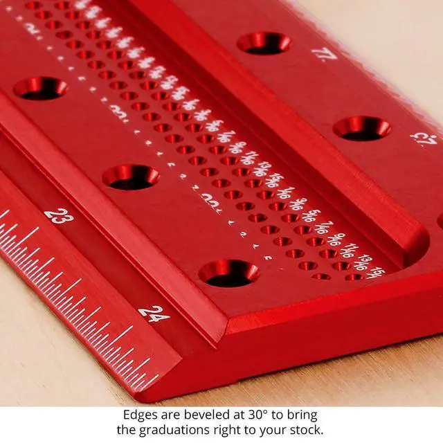 Alt view image 6 of 6 - T Square, 12 Inch, Precision Woodworking T-Square Ruler, Built-in Edge Support, Scribing & Shelf Pin Guides, Rack-It Mount, Made in USA