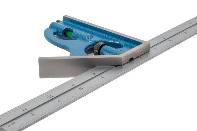 Alt view image 3 of 6 - 2-Piece Combination Square - 18" Machinist Blade with English & Metric Graduation, Includes Cast Iron Square Head Featuring Level Vial & Scribe Tool, Precision Combo Square - Made in USA