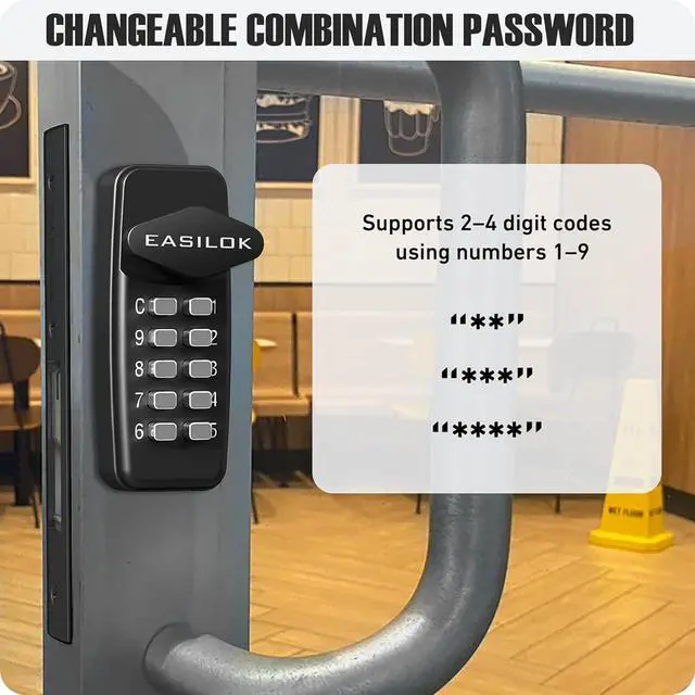 Alt view image 4 of 6 - 100% Keyless Keypad Storefront Lock DIY Replace Adams Rite Commercial Mortise, No Drilling Needed, Aluminium Swing Deadbolt for Glass Door (Silver, Hook Bolt 1-1/8")