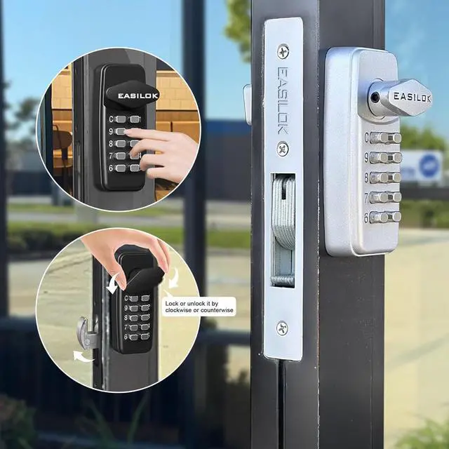 Alt view image 6 of 6 - 100% Keyless Keypad Storefront Lock DIY Replace Adams Rite Commercial Mortise, No Drilling Needed, Aluminium Swing Deadbolt for Glass Door (Silver, Hook Bolt 1-1/8")