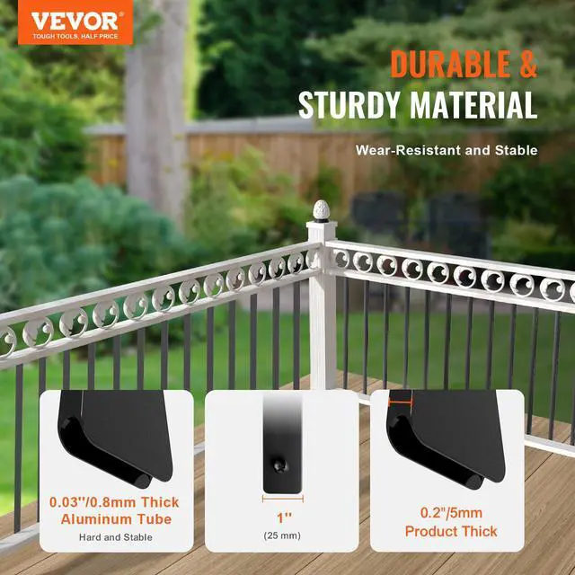 Alt view image 2 of 6 - Staircase Metal Balusters, 32.28" x 1" Flat Aluminum Alloy Decorative Banister Spindles, 51 Pack Deck Baluster with Screws, Classic Hollow Deck Railing Satin Black Powder Coated for Porch