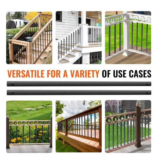 Alt view image 6 of 6 - Staircase Metal Balusters, 32.28" x 1" Flat Aluminum Alloy Decorative Banister Spindles, 51 Pack Deck Baluster with Screws, Classic Hollow Deck Railing Satin Black Powder Coated for Porch