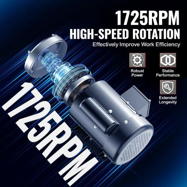 Alt view image 3 of 6 - 3/4HP Electric Motor 1725 RPM, AC 115V/230V, 56 Frame, Air Compressor Motor Single Phase, 5/8" Keyed Shaft, CW/CCW Rotation for Agricultural Machinery and General Equipment