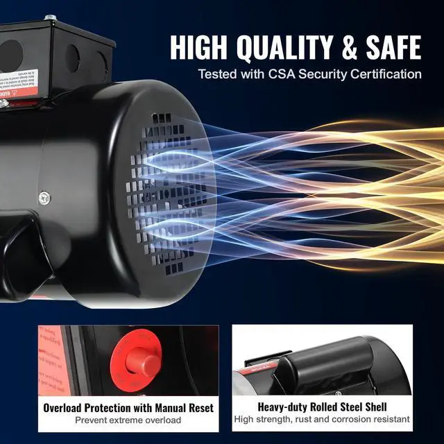 Alt view image 5 of 6 - 3/4HP Electric Motor 1725 RPM, AC 115V/230V, 56 Frame, Air Compressor Motor Single Phase, 5/8" Keyed Shaft, CW/CCW Rotation for Agricultural Machinery and General Equipment