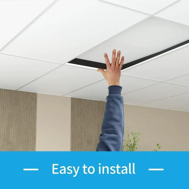 Alt view image 6 of 6 - 20 PCS 2x4 FT White Ceiling Tiles, 24x48 Inch PVC Waterproof Smooth Drop Ceiling Panels Fire-Rated Reusable Ideal for Bedroom Living Room Basement Bathroom Commercial Space Cover 192 Sq.Ft