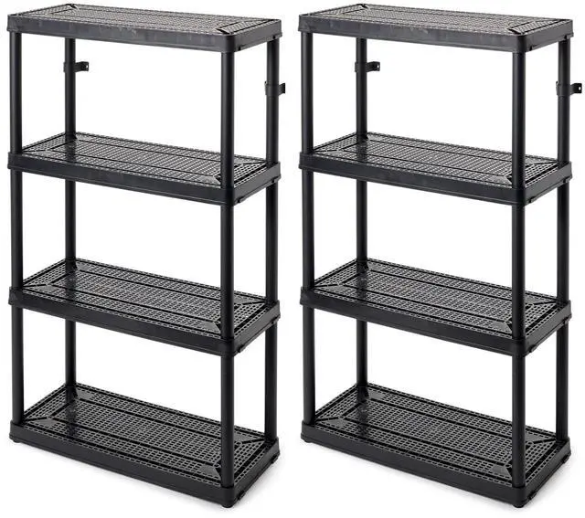 Main image of 2 Pack Storage Rack, 4 Shelf Fixed Height Medium Duty Unit, Black