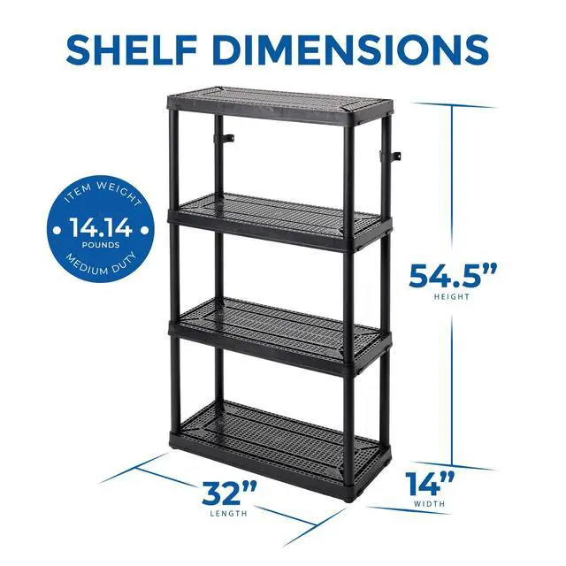 Alt view image 3 of 6 - 2 Pack Storage Rack, 4 Shelf Fixed Height Medium Duty Unit, Black