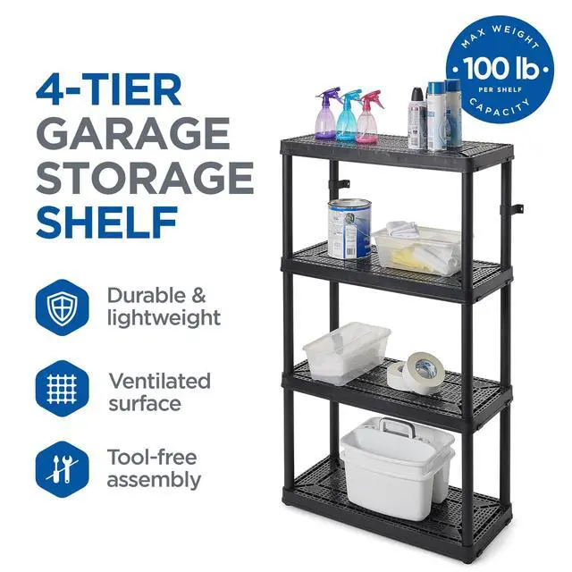 Alt view image 4 of 6 - 2 Pack Storage Rack, 4 Shelf Fixed Height Medium Duty Unit, Black