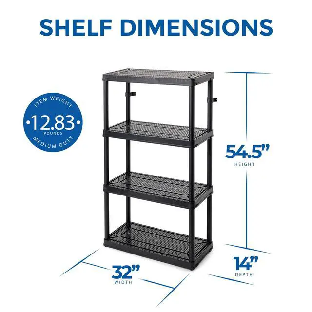 Alt view image 5 of 6 - 2 Pack Storage Rack, 4 Shelf Fixed Height Medium Duty Unit, Black