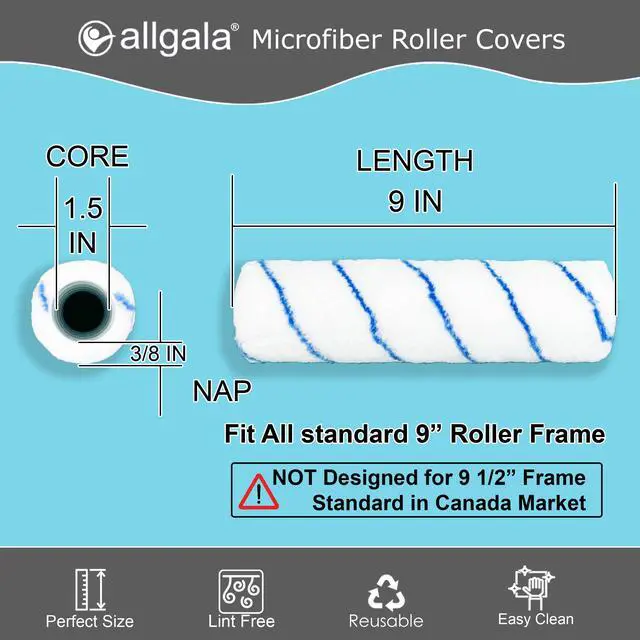 Alt view image 3 of 5 - 144 Piece Case Lot 9 Inch Shedless Microfiber Paint Roller Covers - TH10310