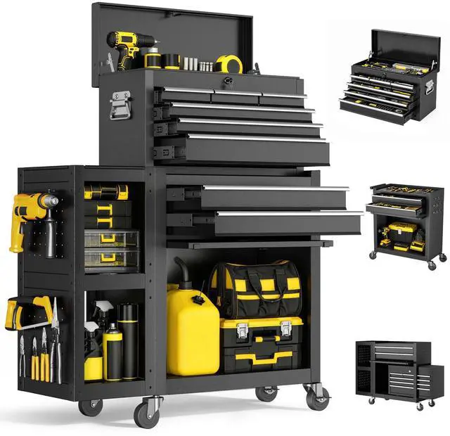 Main image of 8-Drawer Rolling Tool Chest, 3-in-1 Modular Tool Box | Metal Cabinet with Wheels, Detachable Top Toolbox, Bottom Storage and Side Tool Organizer for Garage, Workshop Repair Room