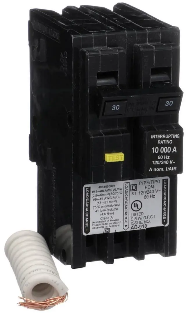 Main image of Square D by Square D - HOM230GFIC Homeline Circuit Breaker, 30-Amp, 120/240V, 2-Pole, GFCI, Plug-In Mount
