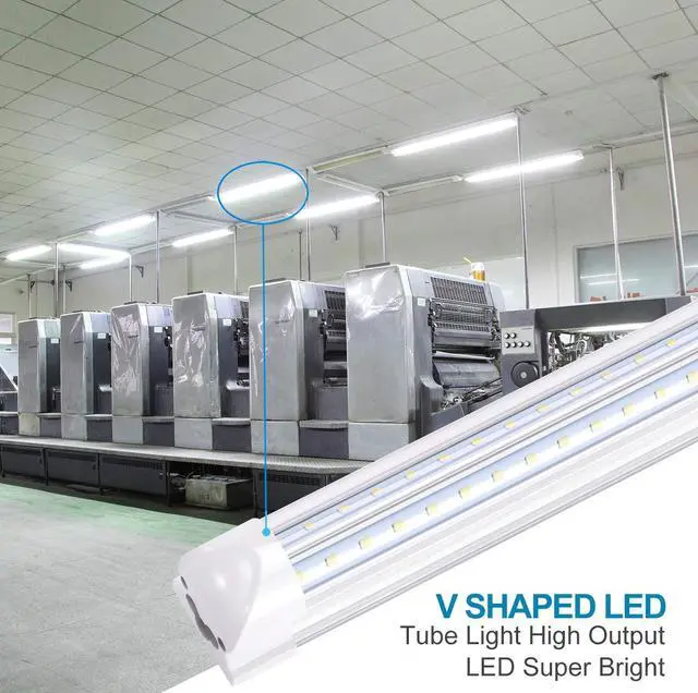 Alt view image 6 of 6 - 8FT LED Shop Light Fixture,Integrate T8 Linkable Shop Lights,Plug and Play,100W 6000K,Fluorescent Tube Lamp Replacements for Garage Warehouse,Factory, Workshop(18-Pack)