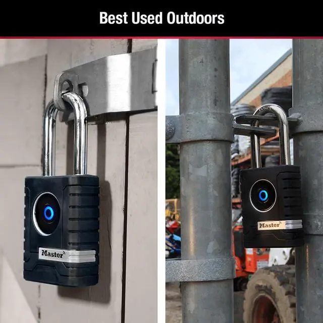 Alt view image 4 of 6 - Black Outdoor Bluetooth Smart Padlock with Keypad, Smart Locks for Tools, Gates, Sheds, 2-7/32 inches Wide, 4401LHEC