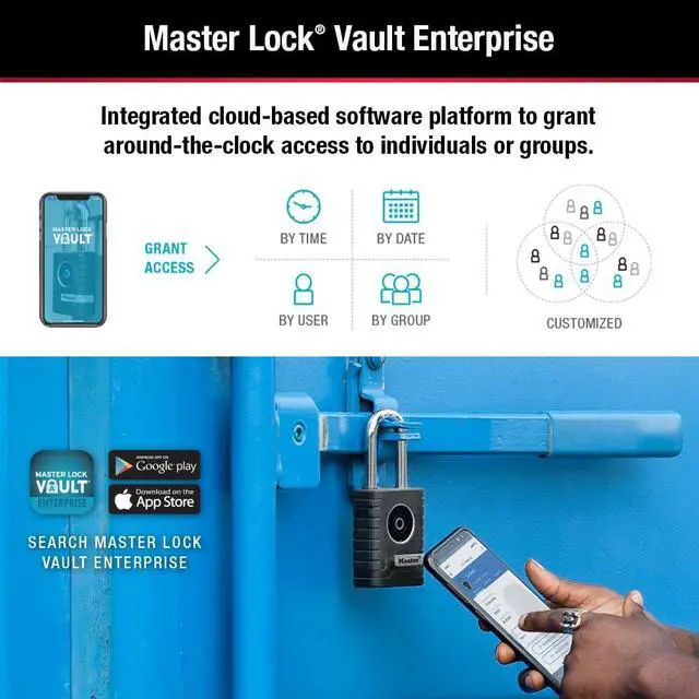 Alt view image 5 of 6 - Black Outdoor Bluetooth Smart Padlock with Keypad, Smart Locks for Tools, Gates, Sheds, 2-7/32 inches Wide, 4401LHEC