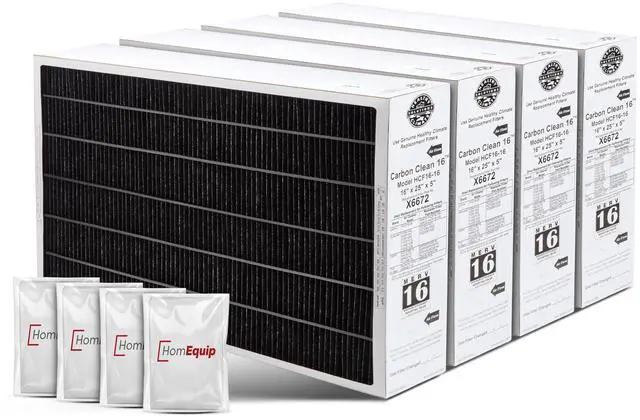 Main image of Lennox 16x25x5 Furnace Filter, X6672 Filter Replacement, Merv 16 Carbon Clean Filter Media with Disposal Bag 4-Pack (Actual Size: 15.8 x 24.8 x 4.3 Inches)