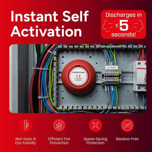 Alt view image 3 of 6 - Small Automatic Fire Extinguisher (2 Pack) | For electrical panels, fuse boxes, lithium batteries, inverters, solar systems, vehicles, boats and technical compartments