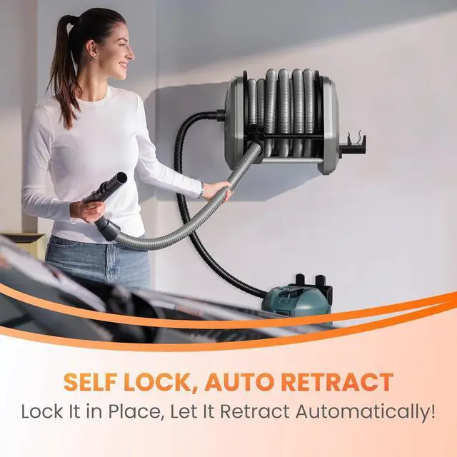 Alt view image 5 of 6 - Vacuum Hose Reel with 30ft Extension Retractable Hose, 1-1/4'' Wall Mount Vacuum Replaceable Hose Suitable for 32mm Wet Dry Vacuums Cleaner