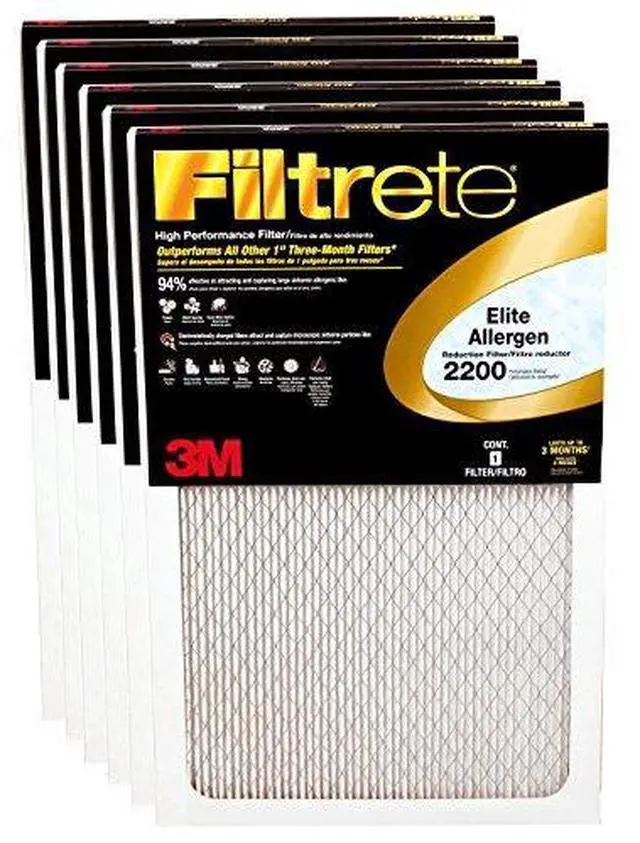 Main image of 14x20x1 AC Furnace Air Filter, MERV 13, MPR 2200, Elite Allergen, Bacteria & Virus Filter, 3-Month Pleated 1-Inch Electrostatic Air Cleaning Filter, 6-Pack (Actual Size 13.81x19.81x0.78 in)