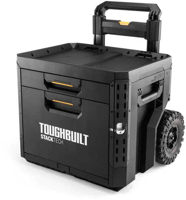 Main image of StackTech 2 Drawer Rolling Locking Box, Heavy-Duty Portable Tool Chest, 240 lb Capacity - Stackable Toolbox Storage Organizer with Dividers, & Auto-Latching Drawer