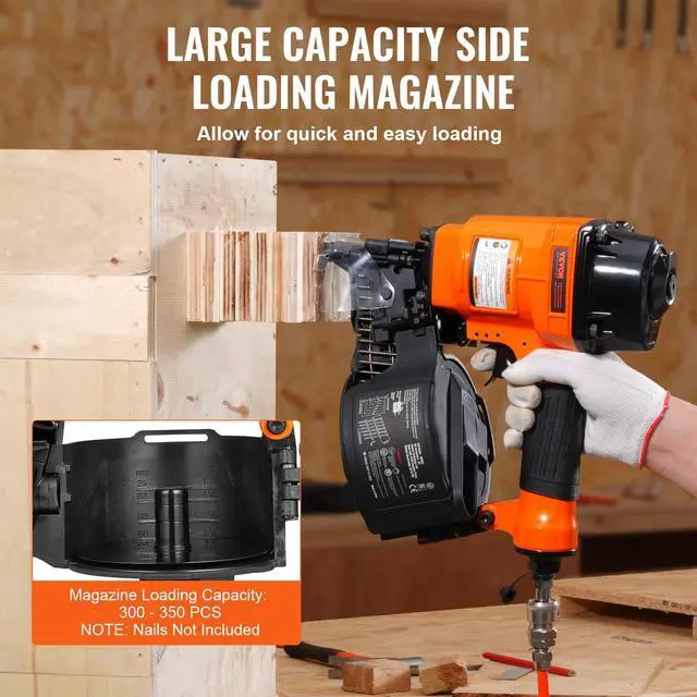 Alt view image 2 of 6 - MCN55 Coil Siding Nailer, 70-120PSI Air Coil Nailer 1 inch to 2-1/4 inch 15 Degree Pneumatic Siding Nail Gun for Siding, Pallet Sheathing, Fencing, Decking