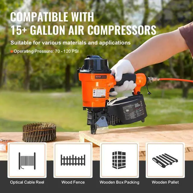 Alt view image 5 of 6 - MCN55 Coil Siding Nailer, 70-120PSI Air Coil Nailer 1 inch to 2-1/4 inch 15 Degree Pneumatic Siding Nail Gun for Siding, Pallet Sheathing, Fencing, Decking