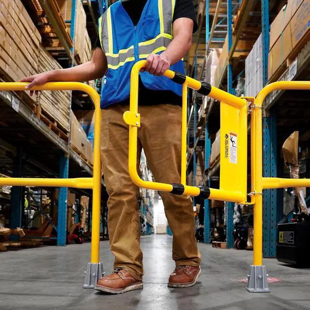 Alt view image 6 of 6 - Universal Spring-Loaded Safety Swing Gate, 22" to 40" W Adjustable Opening, Self-Closing Safety Gate, Powder Coated High-Visibility Yellow