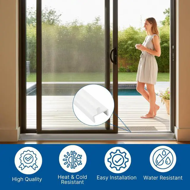 Alt view image 4 of 6 - KC Hardware Vinyl Sliding Screen Door Track, Sliding Door Bottom Track Replacement, Patio Screen Door Repair Guide- White Vinyl (96 Inch, 2, Pack)