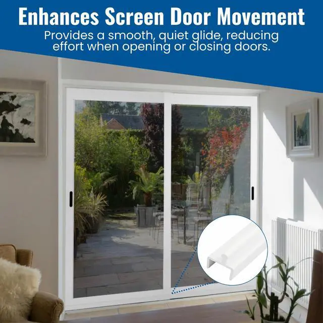 Alt view image 5 of 6 - KC Hardware Vinyl Sliding Screen Door Track, Sliding Door Bottom Track Replacement, Patio Screen Door Repair Guide- White Vinyl (96 Inch, 2, Pack)