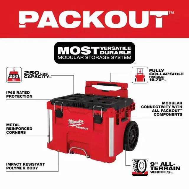 Alt view image 2 of 6 - For Milwaukee 48-22-8427 Fits PACKOUT Rolling Tool Box w/ 250 lbs Weight Capacity,L18in*H19.5in8* W22in