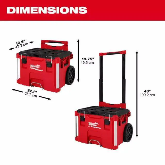 Alt view image 3 of 6 - For Milwaukee 48-22-8427 Fits PACKOUT Rolling Tool Box w/ 250 lbs Weight Capacity,L18in*H19.5in8* W22in
