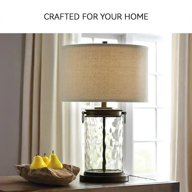 Alt view image 4 of 6 - Tailynn Modern 25.25" Glass Table Lamp with Hardback Shade, Clear
