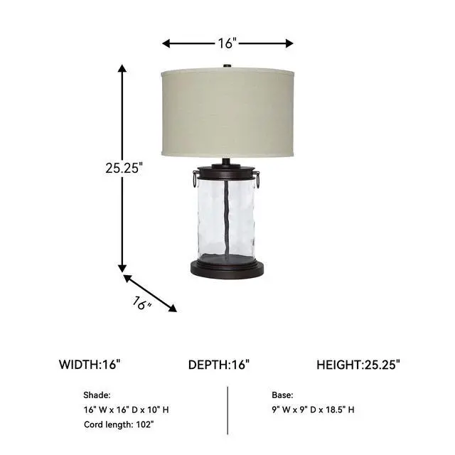 Alt view image 5 of 6 - Tailynn Modern 25.25" Glass Table Lamp with Hardback Shade, Clear