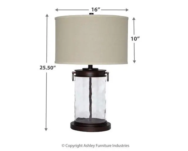 Alt view image 6 of 6 - Tailynn Modern 25.25" Glass Table Lamp with Hardback Shade, Clear