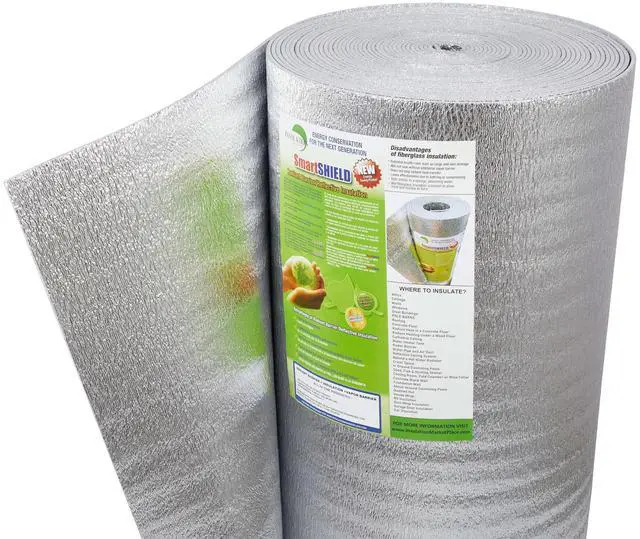 Main image of SmartSHIELD -5mm 48''X50ft Reflective Insulation Roll, Foam Core Radiant Barrier, Heat-Cold Shield, Thermal Foil Insulation - Pure Aluminum