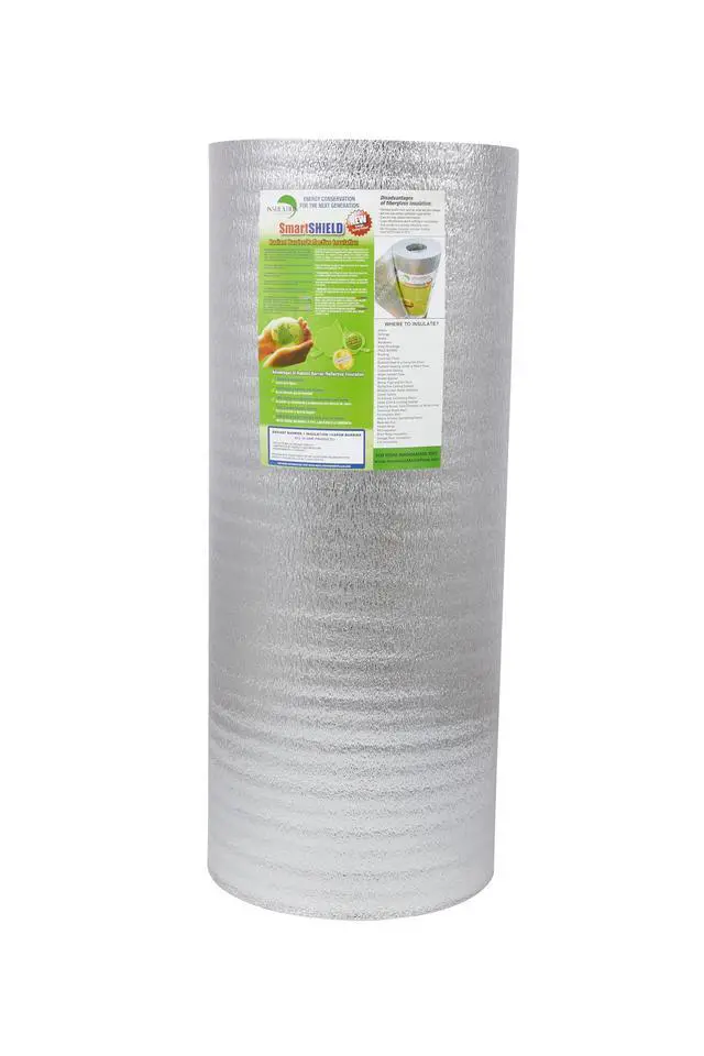 Alt view image 2 of 6 - SmartSHIELD -5mm 48''X50ft Reflective Insulation Roll, Foam Core Radiant Barrier, Heat-Cold Shield, Thermal Foil Insulation - Pure Aluminum