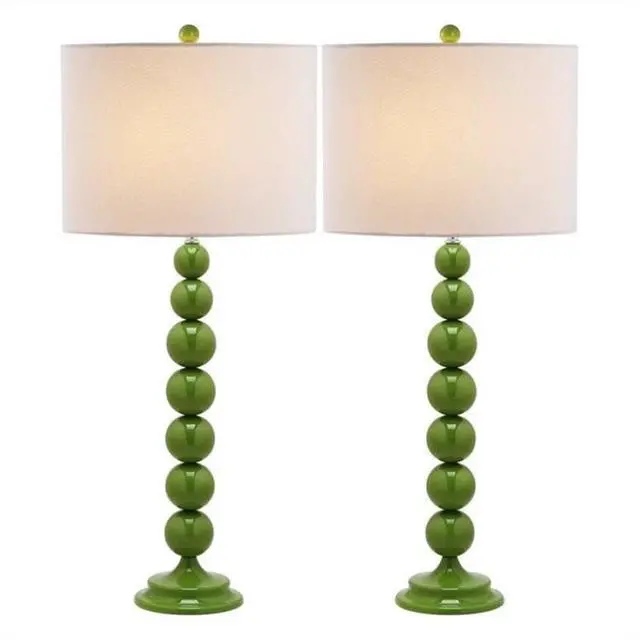 Main image of Lighting Collection Jenna Modern Contemporary Green Stacked Ball 32-inch Bedroom Living Room Home Office Desk Nightstand Table Lamp Set of 2 (LED Bulbs Included)