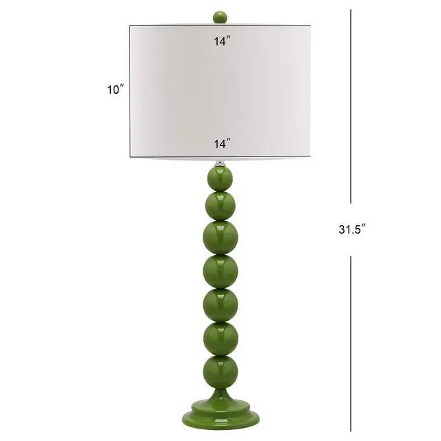 Alt view image 3 of 4 - Lighting Collection Jenna Modern Contemporary Green Stacked Ball 32-inch Bedroom Living Room Home Office Desk Nightstand Table Lamp Set of 2 (LED Bulbs Included)