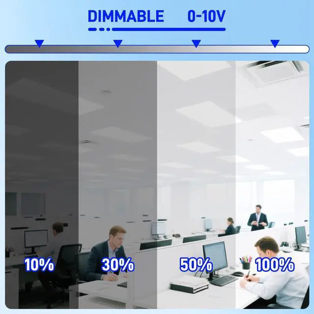 Alt view image 2 of 6 - 2x4 LED Flat Panel Lights,30/40/50W Selectable,0-10V Dimmable,5500lm 5000K Daylight,LED Drop Ceiling Light for Office,Classroom,Garage,Replaces 3-Lamp F32T8 Fluorescent Fixture,6 Pack
