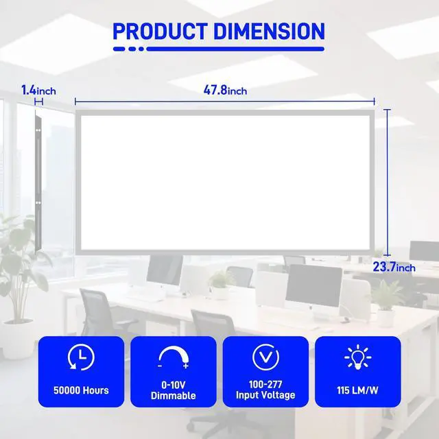 Alt view image 5 of 6 - 2x4 LED Flat Panel Lights,30/40/50W Selectable,0-10V Dimmable,5500lm 5000K Daylight,LED Drop Ceiling Light for Office,Classroom,Garage,Replaces 3-Lamp F32T8 Fluorescent Fixture,6 Pack