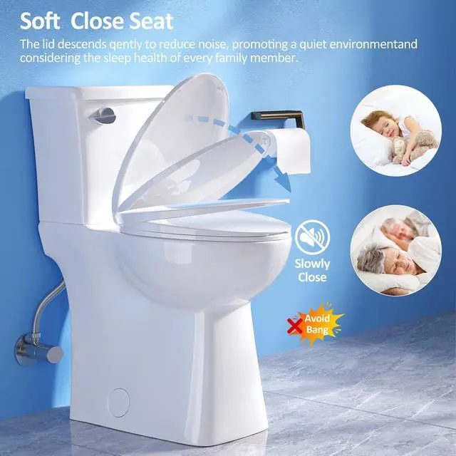 Alt view image 3 of 6 - 21 Inch Tall Toilets for Seniors, ADA Elongated Comfort High Toilet Seat, Powerful Single Flush 1.28 GPF, 12 Rough In, Height Toilets for Bathroom & Tall Person/Elderly/Handicapped