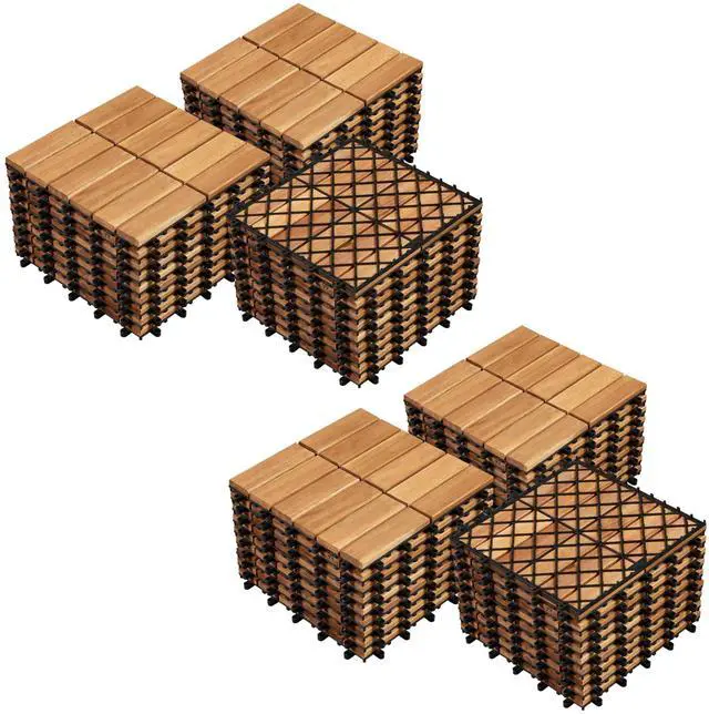 Main image of 54pcs Acacia Wood,Interlocking Deck Tiles with Non-Slip Surface,Easy Snap Waterproof Flooring Tiles for Indoor Outdoor,Cracking Resistant Patio Backyard Decor for All Weather Use,Wood