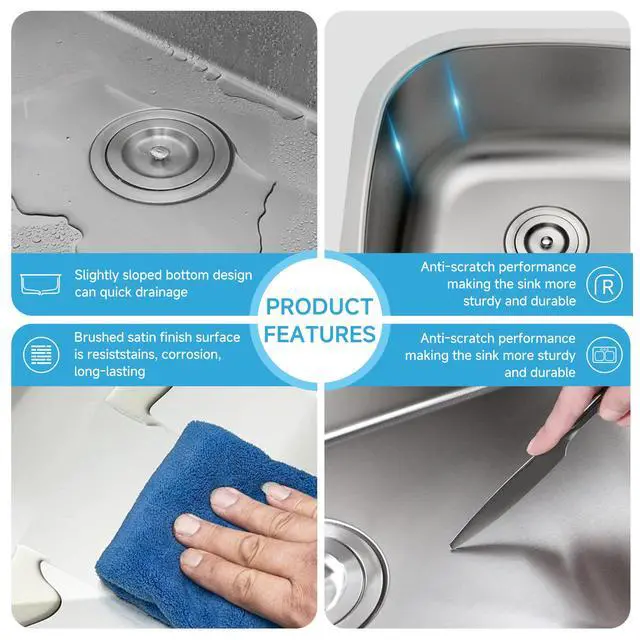 Alt view image 4 of 6 - 32 Inch Undermount 60/40 Double Bowl Stainless Steel Kitchen Sink | 304 Stainless Steel, 18 Gauge Thickness, Soundproof Pad, Commercial Grade Satin Finish, Strainer Included, 32" x 20-7/8" x 9"