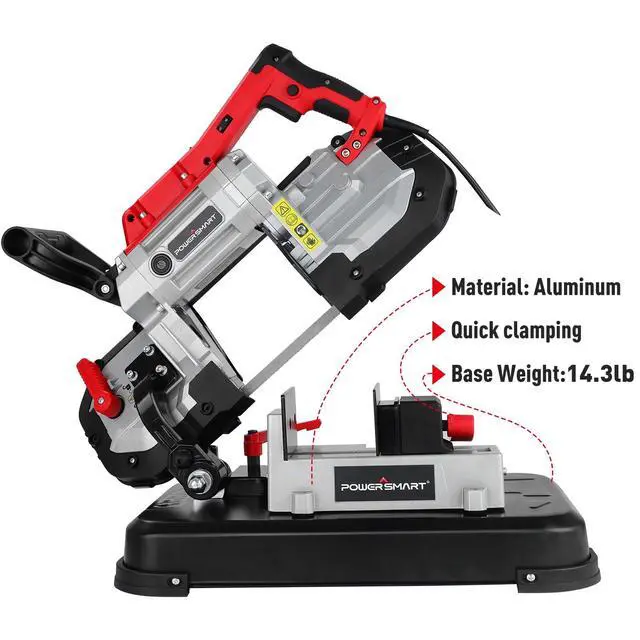 Alt view image 6 of 6 - Portable Band Saw with Removable Alloy Steel Base, 10Amp 1100W Motor 5-Inch Deep Cut Bandsaw for Metal
